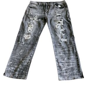 Fashion Nova Gray Relaxed Distressed Jeans